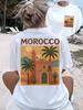 Sonne Salz Sand Grafik T-Shirt Sommer Strandurlaub T-Shirt Tropischer Palmenabdruck Oberteil Lässig Kurzarm Mode Streetwear