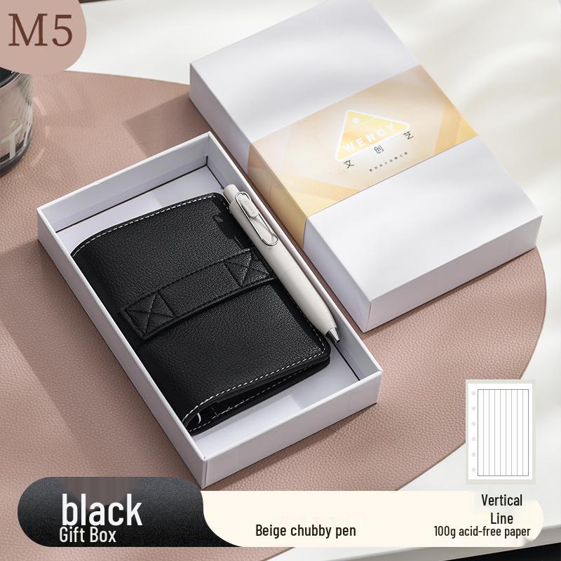 Deer & Sheep Grain Leather M5 Ring Binder: Portable, Removable, Minimalist Ins Style Notebook.