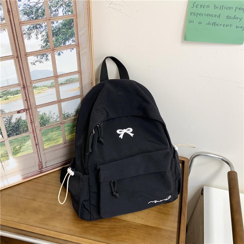 Schoolbag College Student Backpack Junior High School Student Computer Bag Korean Version Simple Girl Bow School Bag Large Capacity Backpack Female