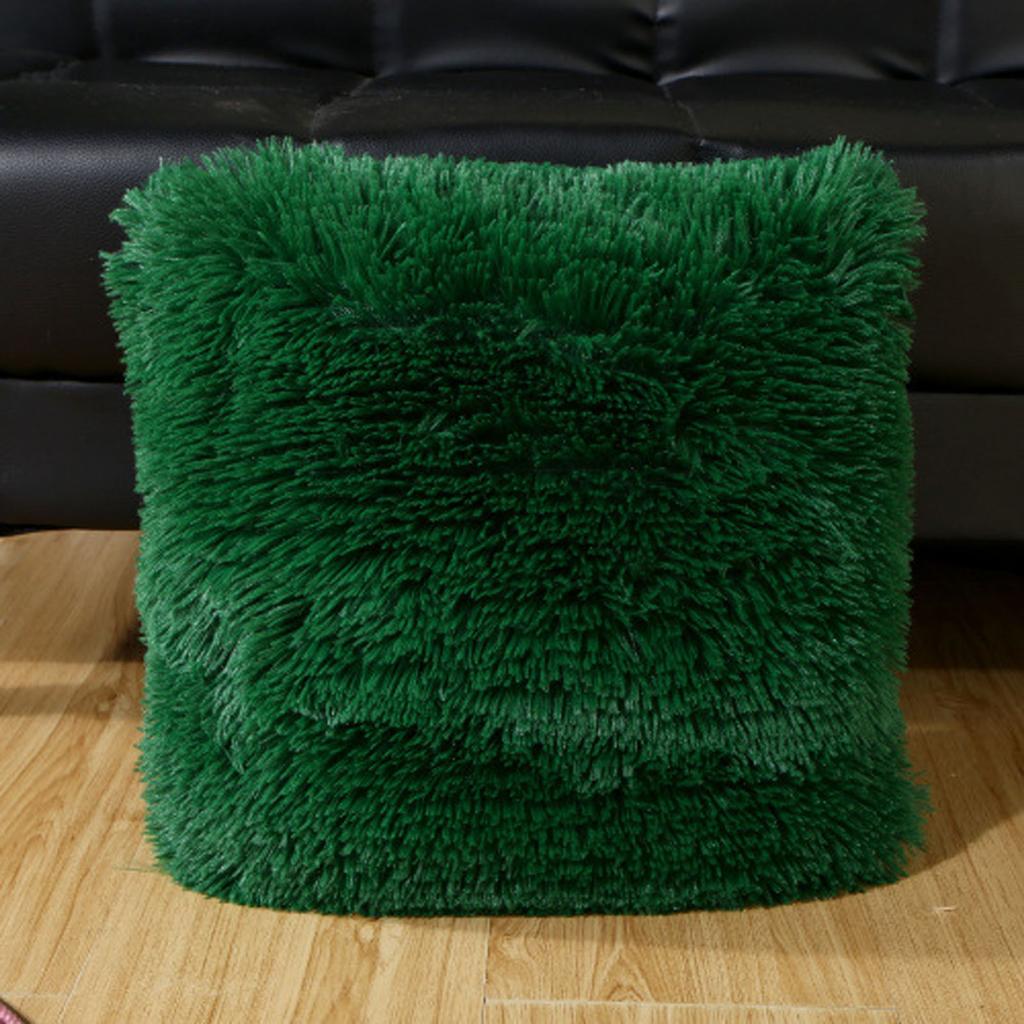 (SU)Plush Cushion Cover Sofa Lumbar Cover Home Decoration Solid Colorful