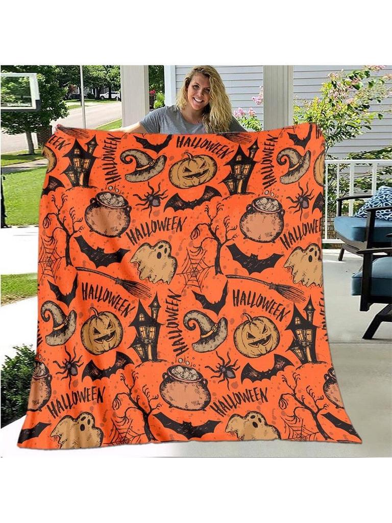 Halloween Ghosts Digitalprinted Polyester Bedroom Velvet Flannel Soft Sofa Cover Blanket Fleece Soft Sofa Cover Blankets