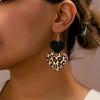 Women's Pendant Earrings Leopard Print Two Hearts Leopard Print Earrings Suitable for Daily Wear and Vacation Wear