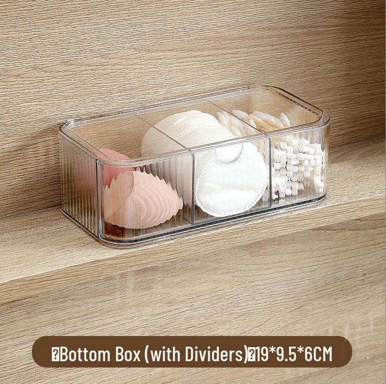 Transparent PET Mirror Cabinet with Compartment Drawers - Stackable Desktop Cosmetics Organizer.