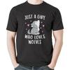 Cute Wolf Shirt for Girls Just A Girl Who Loves Wolves T-Shirt Sweatshirt Hoodie Tanktop for Men Women Kids Black