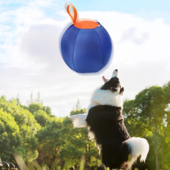 18 Inches Inflatable Calming Ball for Dogs Herding Ball with Cover Handle Tear-Resistant Dog Training Ball for Large Breeds Outdoor Active Play