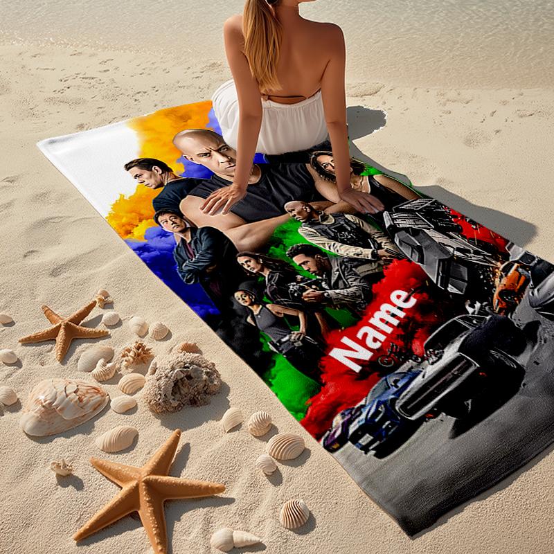 Custom Name Ultra-Soft Beach Towel with Fast & Furious Theme,Ideal for Pool - Camping, Diving - Perfect Travel Essential, Vibrant Beach Towel.