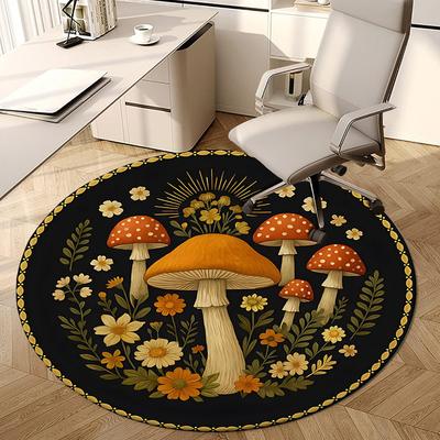 1pc Office Carpet Chair Mats Mushroom Garden Illustration Perfect for Decorating Office Chairs, Living Rooms, Or Bedrooms