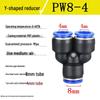 Pneumatic Air Tube Quick Connector PE8 Straight Tee with Reducing Blue Cap PEG8-6/10.