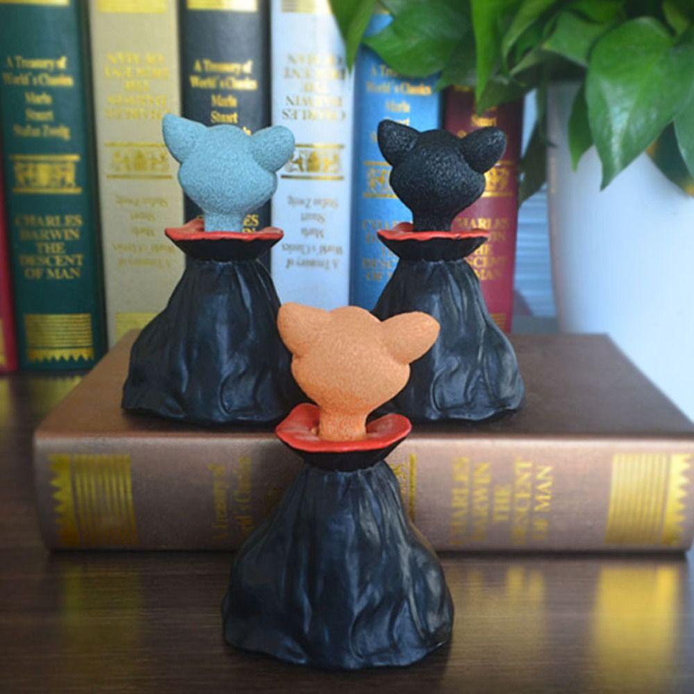 Resin Cat Statue Cute Halloween Black Cat Portable Desktop