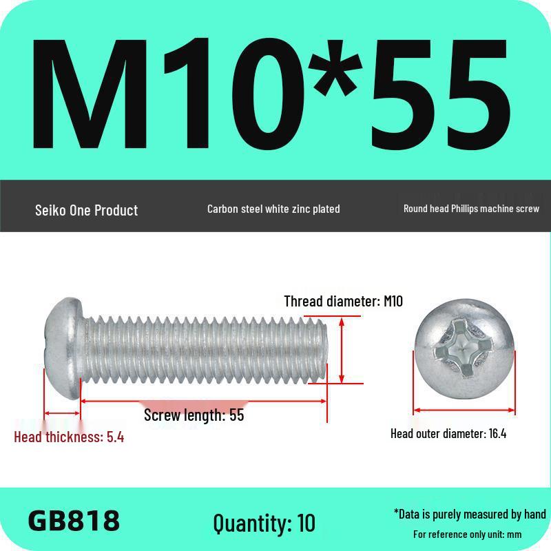 4.8 Grade Galvanized Phillips Round Head Screw (M2-M8)