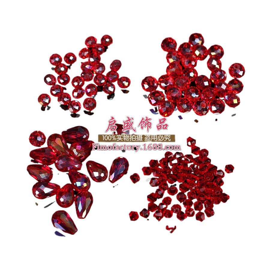 Large Red AB Water Drop Rhombus Crystal Beads for DIY Bridal Headdress Accessories.