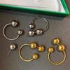 Metal Ball Earrings European and American Front and Back Studs Earrings Ladies Girls Travel Wedding Accessory