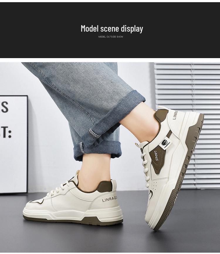 2025 New Men's Breathable White Korean Style Trendy Sneakers - Versatile Sports & Casual Skate Shoes