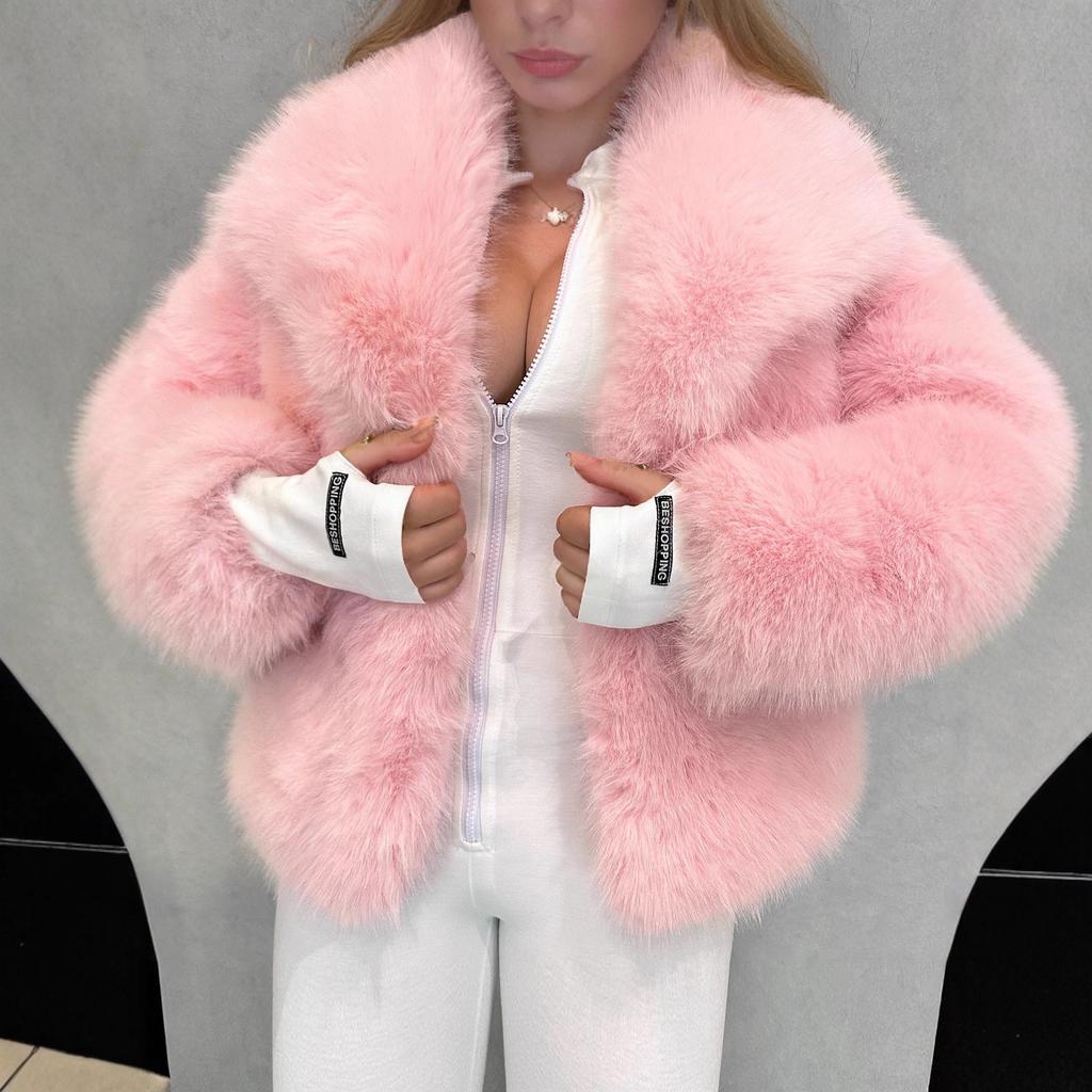 Damen Herbst und Winter neue Imitationspelzjacke Top Damen Wolljacke kurzer Plüsch