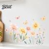 Boho Style Flower Wall Decor 2Pcs Watercolor Flowers Sticker PVC Waterproof Floral Decal with Butterflies Removable Decorative Decals for