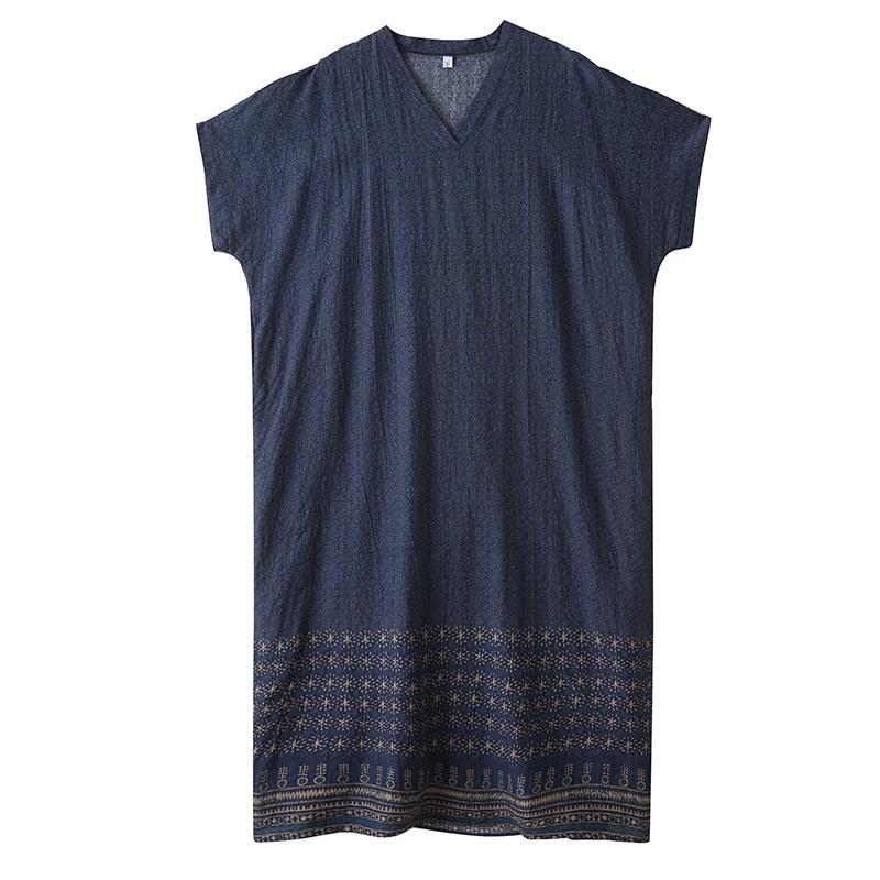 Kortärmad Plus size Bomull vintage nyinkommen klänningar för kvinnor avslappnad lös Maxi lång sommarklänning