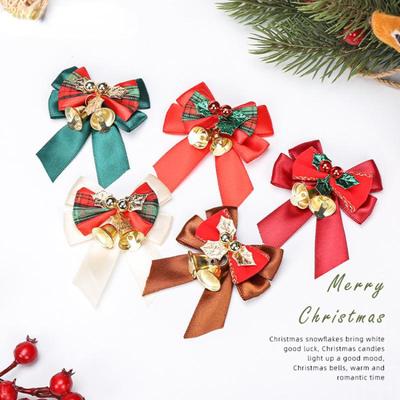 5PCS Christmas Decoration Bowknot with Bell Christmas Tree Wreath Decoration Accessories Gift Accessories.