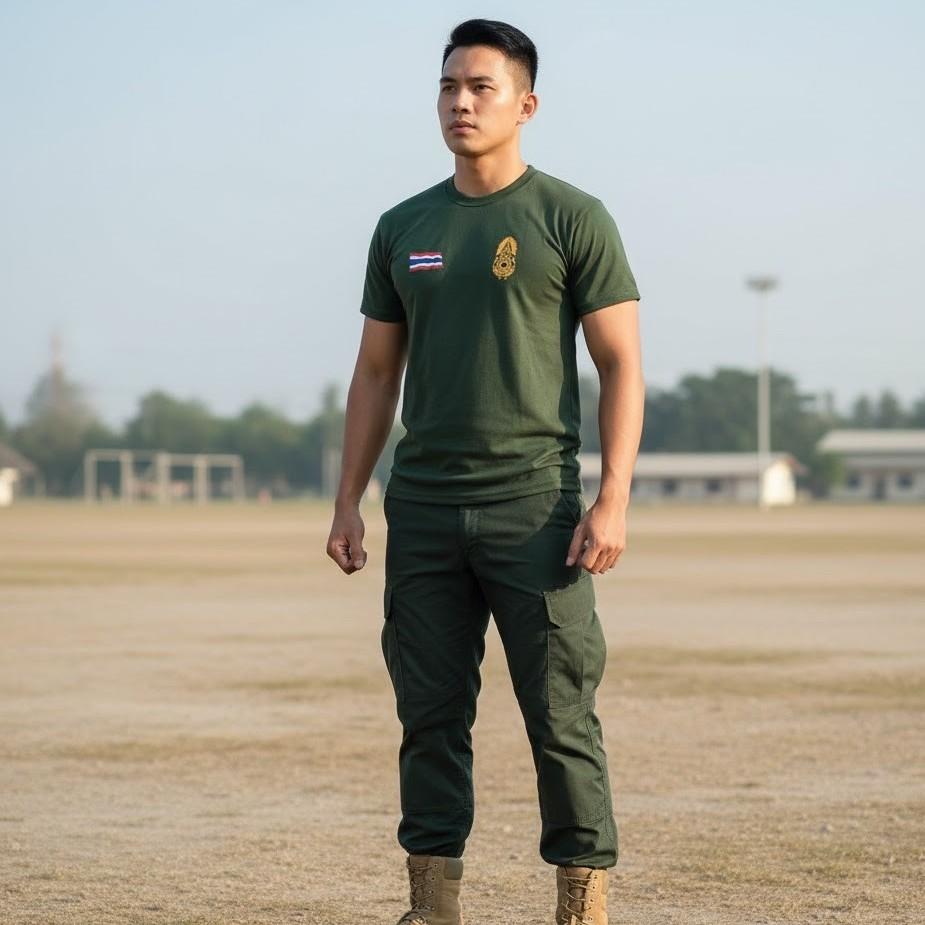 T-Shirts Königlich Thailändische Armee Logo Abzeichen Thailand Flagge Kurzarm Rundhals Druck Schnelltrocknend Baumwolle Soldat Militär