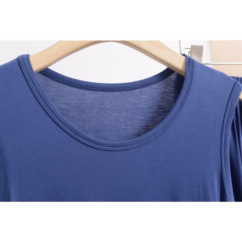 Herren Modal Weste Shorts Sommer Locker Große Größe Ärmelloses T-Shirt Außentasche Hauspyjama Hosen Set