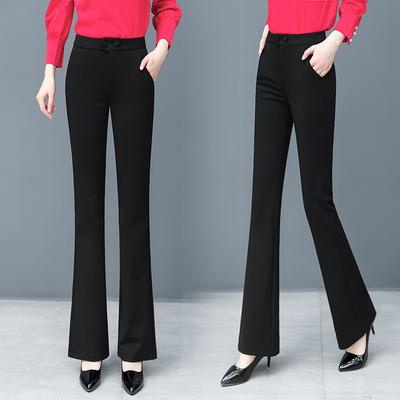 Pantalon évasé rembourré uni pour femme Automne et Hiver Taille haute Drapé Micro-extensible Pantalon de ville