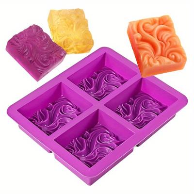 4-cavity Wavy Flower Silicone Handmade Soap Mold Cake Mold DIY Aromatherapy Plaster Mold Essential Oil Soap Mold.