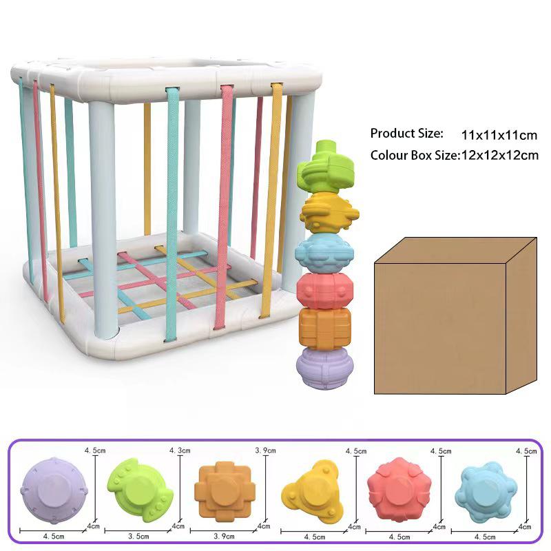 

Shape Baby Sorting Toys Colorful Sensory Cube With Elastic Bands Toy Educational Small Square