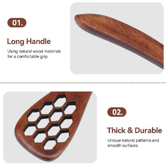 Wood Honey Drizzler 3pcs, Honey Dipper Sticks Wooden Honey Comb Honey Stick Honey Dipper Spoon Coffee Stiring Spoon Syrup Dippers(Brown)