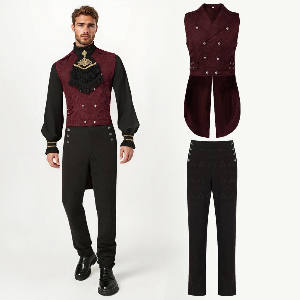 Royal Court Retro Men's Halloween Formal Suit Set for Banquets and Stage Performances