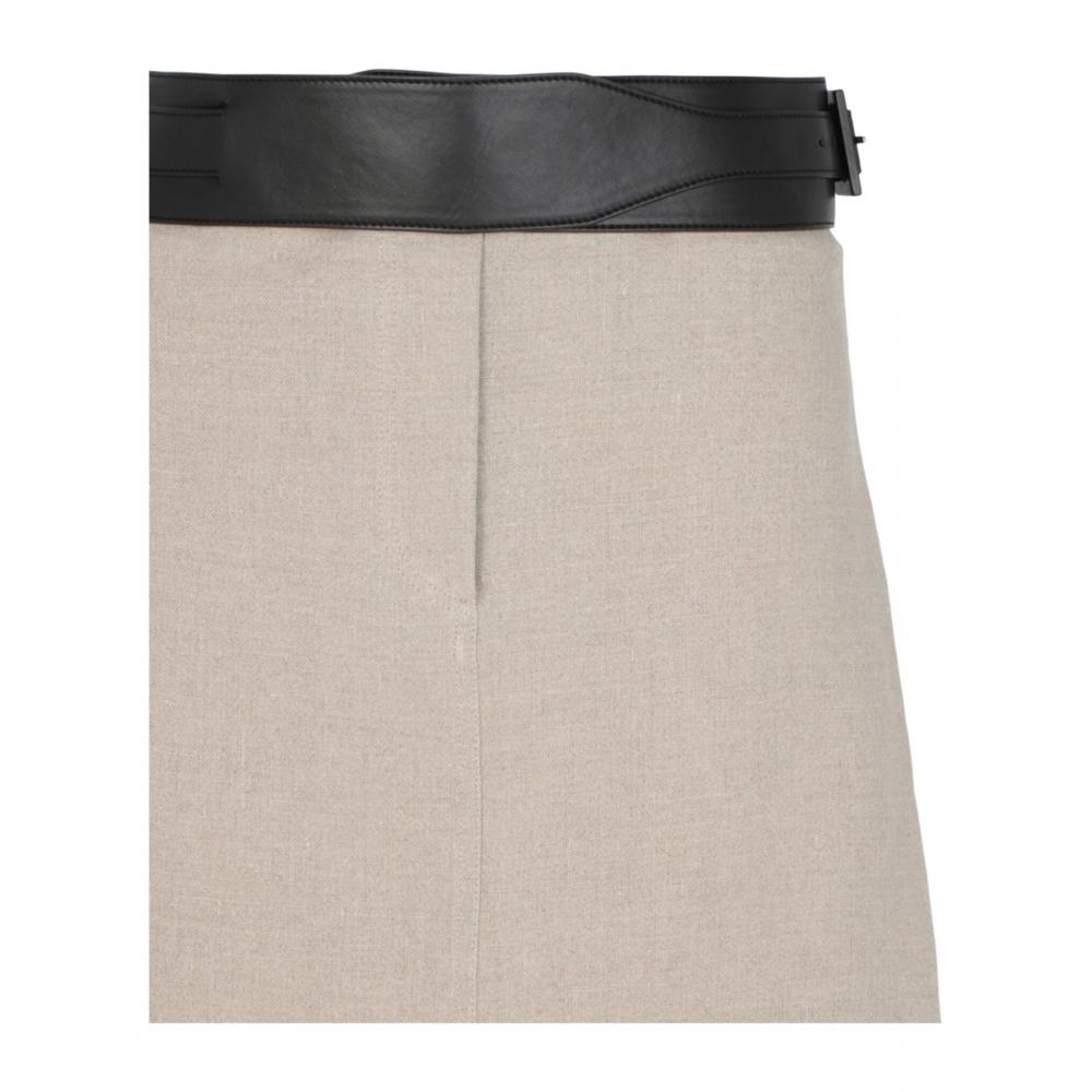Salvatore Ferragamo Skirt With Removable Leather Belt Beige