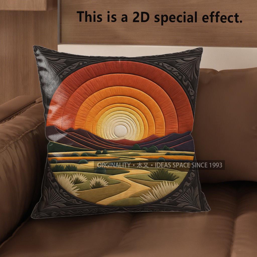 2D Boho Desert Sunset Print Throw Pillow Covers Pattern Cushion Cover Suitable For Sofa Bedroom Car Pillow Cover