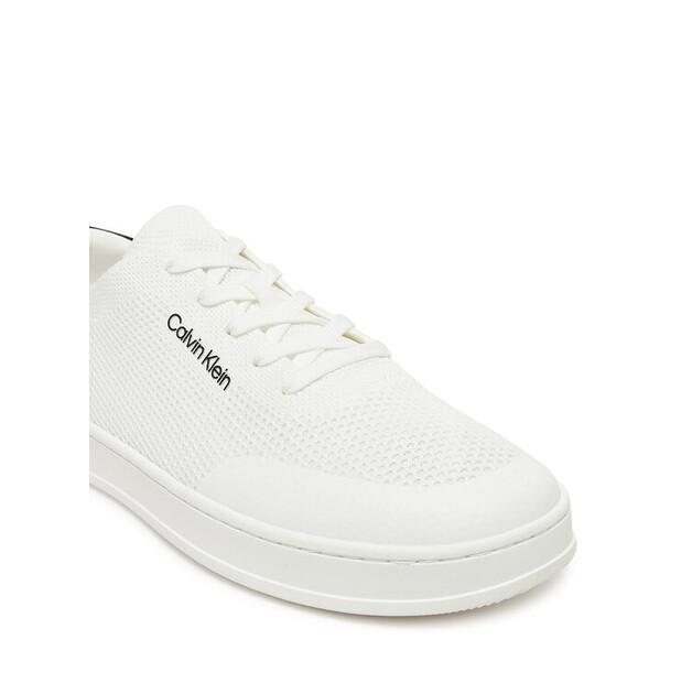 Men's Calvin Klein Low Top Lace Up Knit Sneakers Hm0hm01726 White