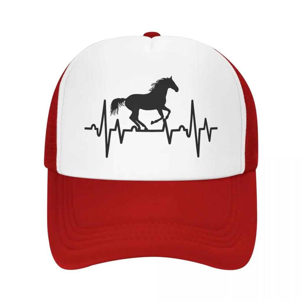 Custom Heartbeat Horse Baseball Cap Outdoor Women Unisexs Adjustable Animal Lover Trucker Hat Summer Personalized Dad Hat