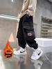 Boys' Winter 2025 Overalls: Medium & Large Kids' Velvet-Lined Streetwear Pants for Spring & Autumn