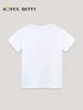 AostaBetty Girls' Short Sleeve Summer T-shirt - European & American Style Fashion Print, Round Neck.