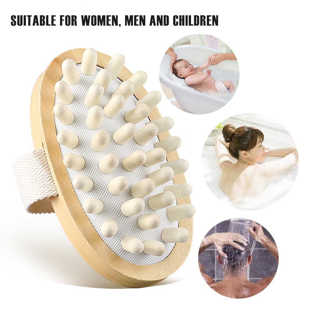 1Pcs Wood Massage Circulation Brush For Cellulite And Improved Lymphatic Drainage Shower Bathe Massager Spa Skin Brush