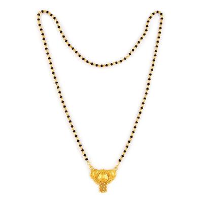Black and Gold Plated Copper One Gram Meenakari Maharashtrian Wati Mangalsutra for Women