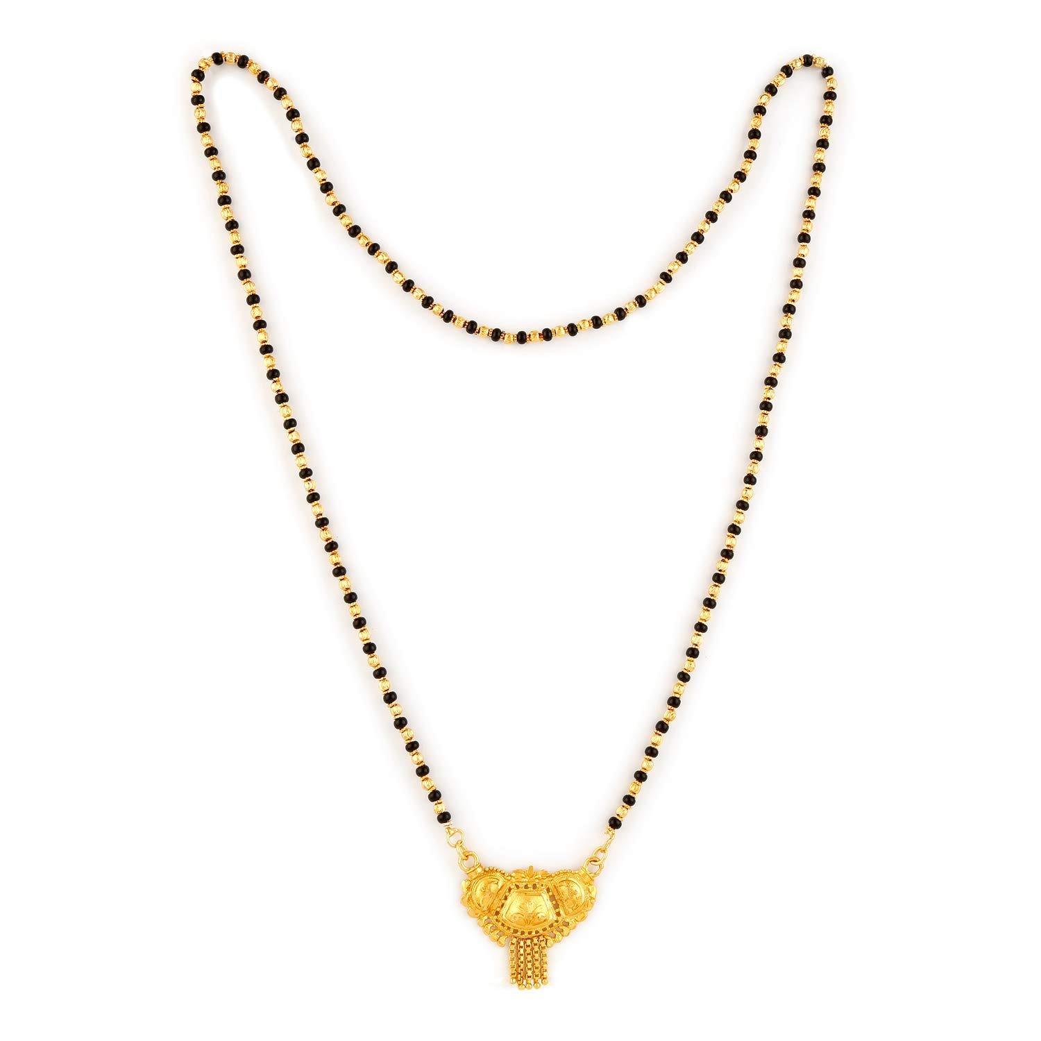 

Black and Gold Plated Copper One Gram Meenakari Maharashtrian Wati Mangalsutra for Women Onesize