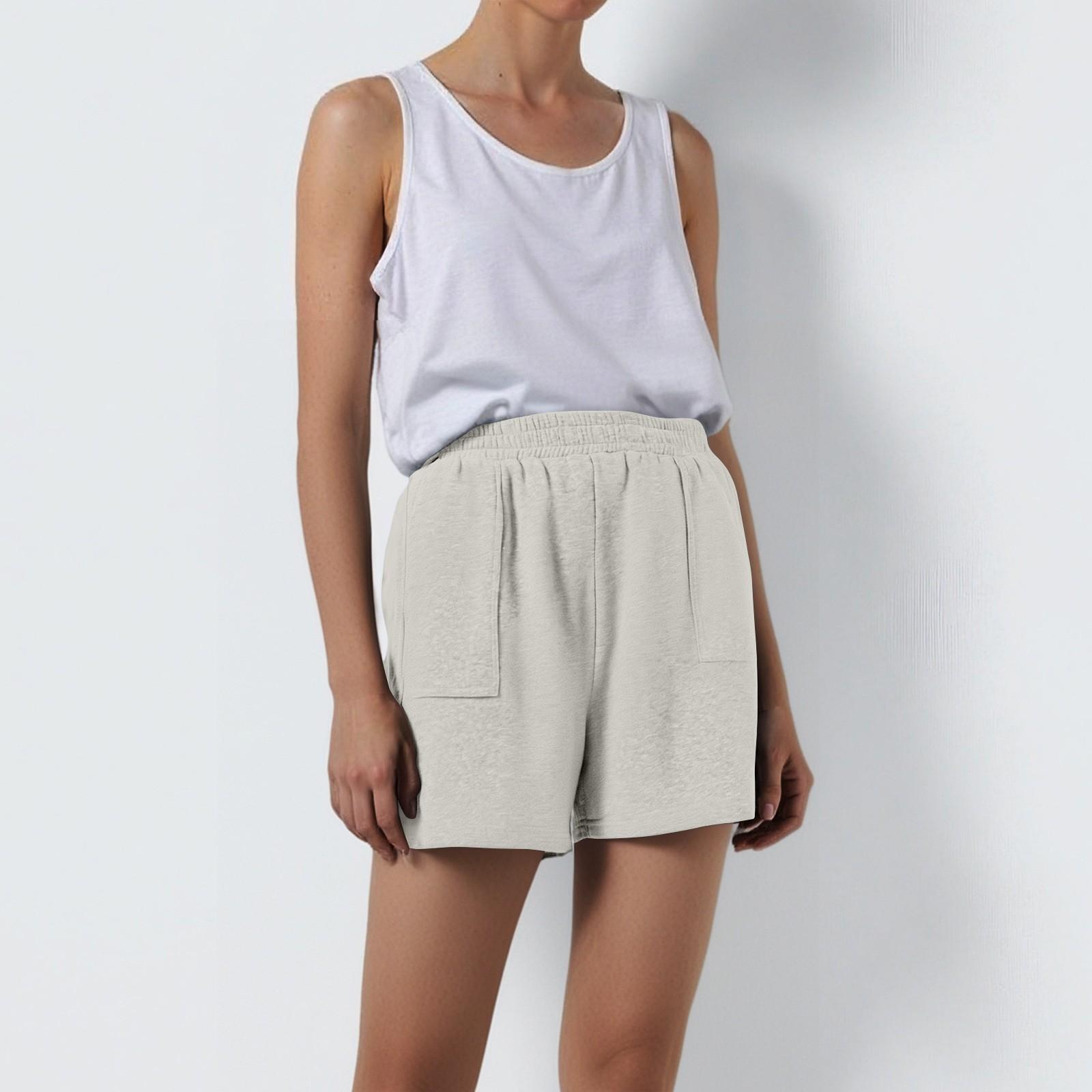 

Жіночі вільні повсякденні спортивні шорти з високою талією, бічною блискавкою, літні для бігу, вільного крою з кишенями S