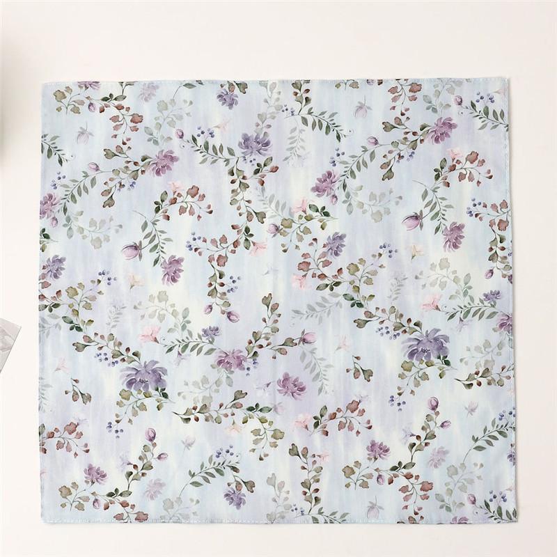 1Pc 34x34cm Thin Cotton Retro Flower Printed Women Pocket Handkerchief Scarf Absorbent Wipe Sweat Towel