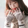 Gloves Autumn And Winter Half-finger Gloves Female Gloves Flip Mittens Christmas Wool Mittens
