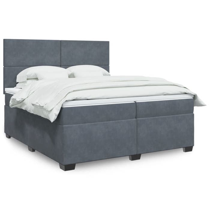 VidaXL Slatted Bed Base and Mattress Dark Grey 200x200cm Velvet, Bed, Platform Bed, Panel Bed, Furniture of 3293297