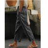 Women's Summer Cotton Linen Pants Elastic Waist Hallow Out Trousers Casual Drawstring Pocket Pants