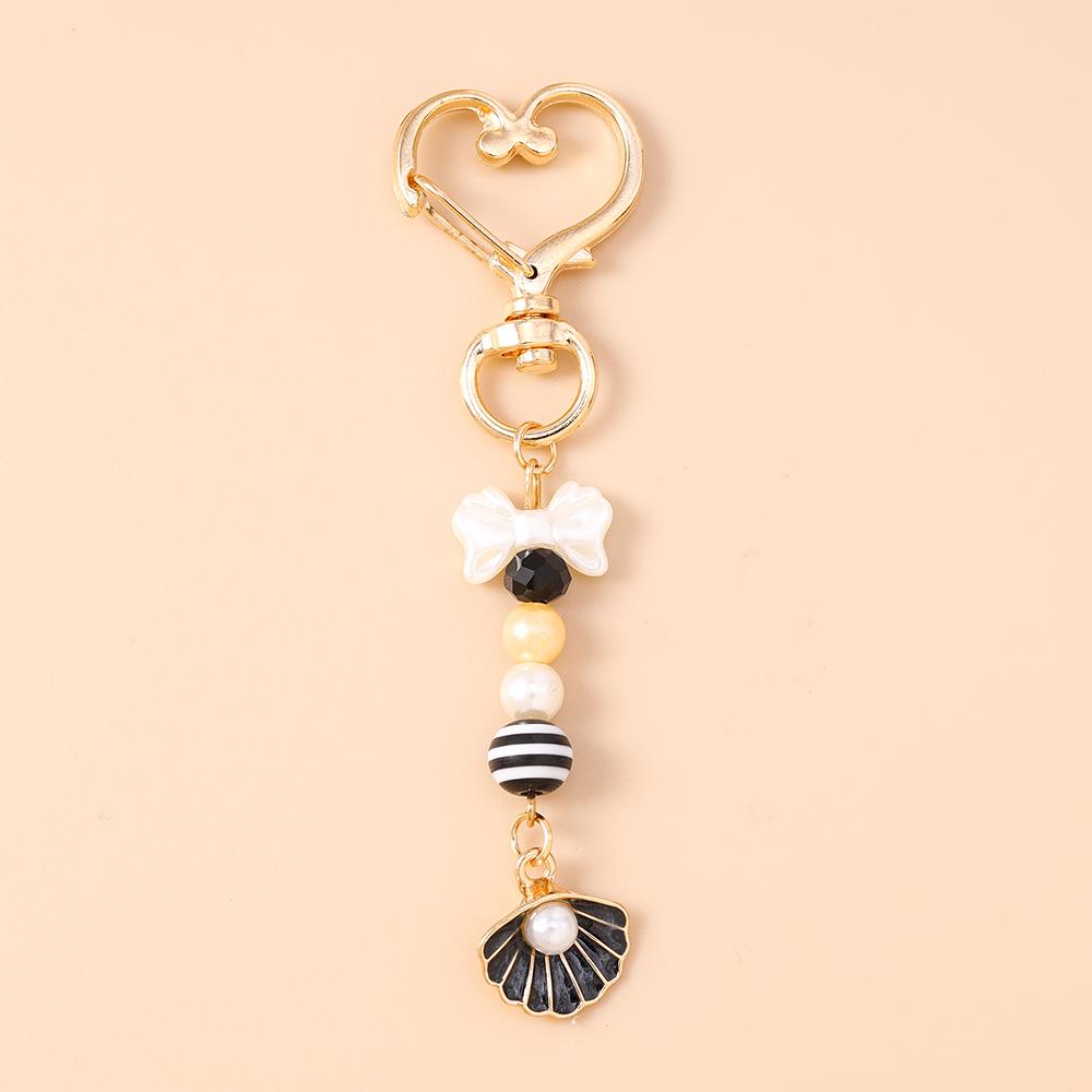 Fashion Summer Beach Shell Starfish Keychain Pearl Crystal Key Ring Pendants for Women Girls Handbag Decor DIY Jewelry Gifts