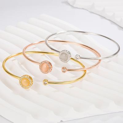 Niche Normcore Bag Advanced Temperament Entry Lux Rotatable Opal Open-Ended Bracelet