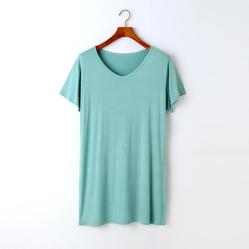 Modal Pajamas Women's Summer New Nightgown V-neck Short-sleeved Simple Women's Pajamas Outside Casual Home Clothes