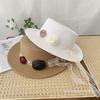 Pastoral Streamer Flower Straw Hat Women's Summer Seaside Vacation Sun Hat French Flat Top Top Hat Sun Hat