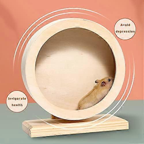 ZENGO Hamster Wooden Silent Wheel, Quiet Spinner Hamster Running Wheels Toys,8.2' Medium Size