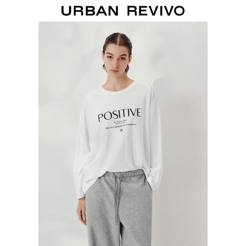 UR 2025 Autumn Women s Letter Print Cotton Long Sleeve T-Shirt L