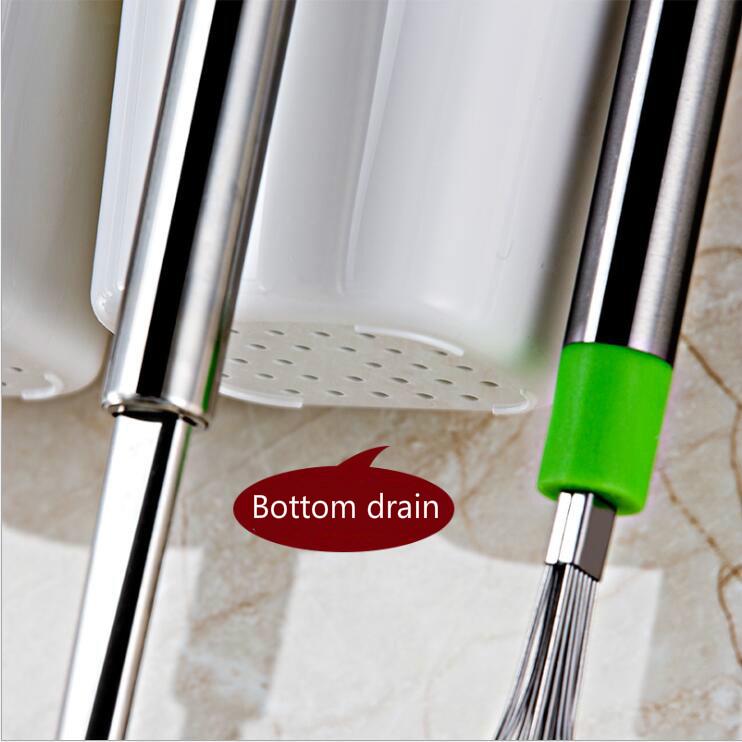 Multifunctional Kitchen Racks Without Traces with Hooks Tableware Drain Storage Box Grid Chopsticks