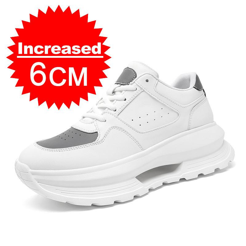 Nuove Scarpe con Rialzo da Uomo Sneakers per Aumentare l'Altezza per Uomo 6/8CM Scarpe Sportive Casual Rialzo Interno Invisibile Scarpe Bianche